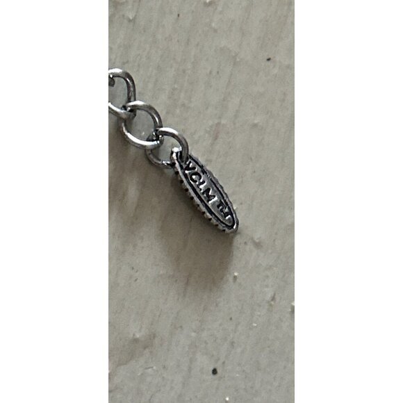 Vintage VCLM Necklace Silver Tone Crystals & Hammered Disks 14" Drop - Picture 9 of 9